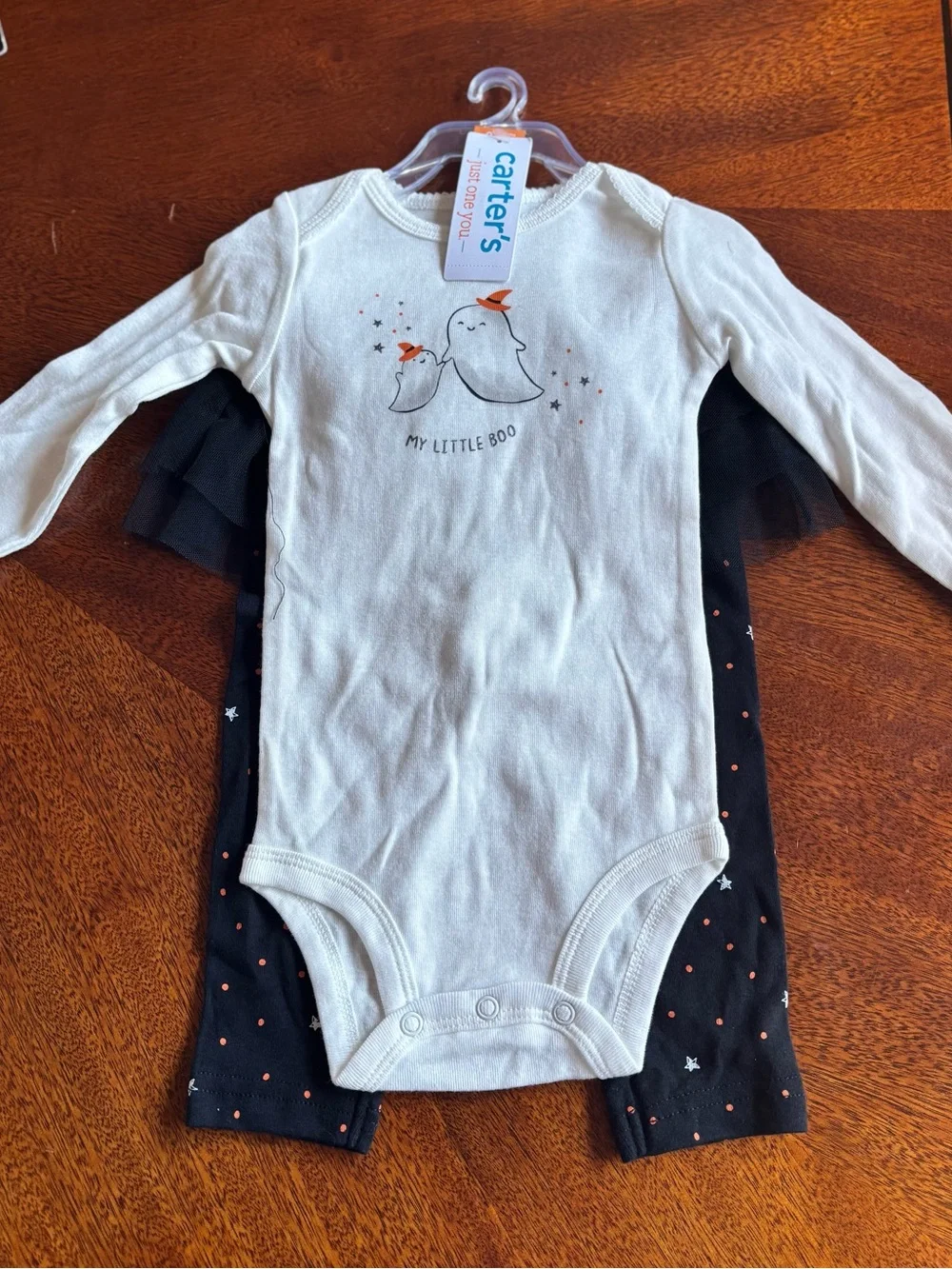 Carter's White & Black Ghost Print Long-Sleeve   bodysuit and Pants